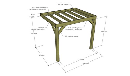 Lean to Box Pergola Kit - Heavy Duty Wooden Garden Pergola Pressure Treated - Picture 5 of 10