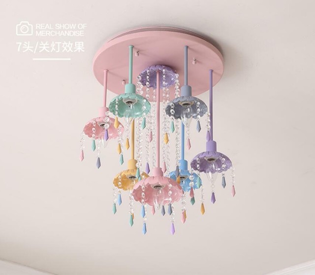 Light Kid S Room Colorful Led Ceiling Fixtures Chandelier Crystal