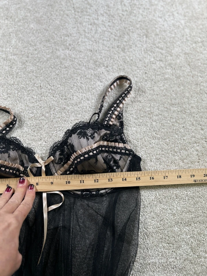 Sexy Babydoll Cami Delicada Talla L Malla Negra Encaje Foto 4 de 4