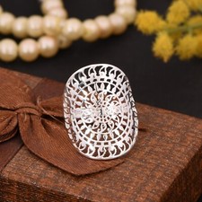 Sterling Silver Mandala Ring For Womens Filigree Statement Rings Jewelry