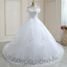 Plus Size A line Wedding Dresses Cap Sleeve Lace Applique Bridal Gowns Train