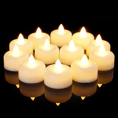 12/24/50/100/150Pack Flameless LED Tea Lights Candles Battery Operated (12Pack)