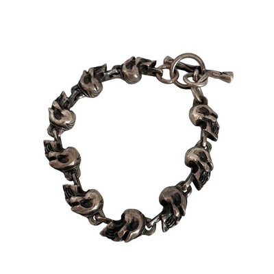 Crazy Pig Grin Skull Link 9 Rows 24cm bracelet | eBay