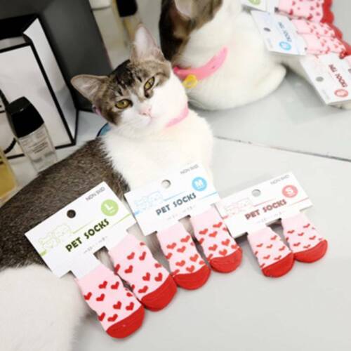 4pcs Assorted Pattern Pet Dog Puppy Cat Non-Slip Shoes Slippers Knit Socks SK - Afbeelding 1 van 16
