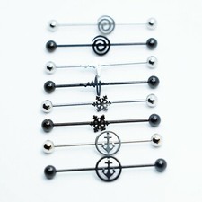 8PCS Industrial Barbell Stainless Steel Ear Cartilage Helix-Conch Body Piercing
