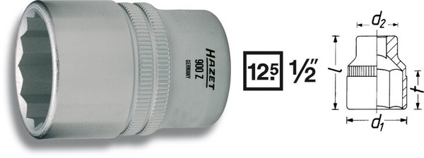 Hazet SteckschlüSsel-Einsatz 12,5Mm 1/2 Zoll -Tractionsprofil 8 900Z-8-image