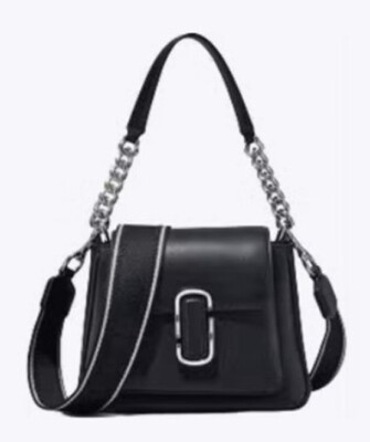 MARC JACOBS Med Mini Chain Flap Bag Blk SIlver Chain & Canvas Strap New $590!