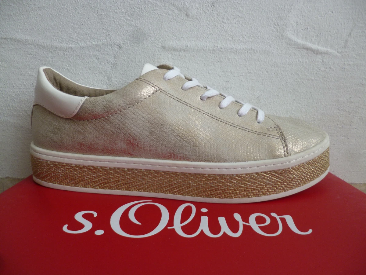 S.Oliver Zapatillas Deportivas de Mujer Zapatos Cordones Beige Oro Nuevo