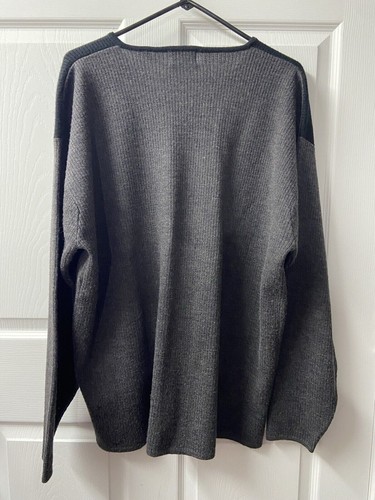 Linea Pullover Herren Large schwarz grau V-Ausschnitt Colorblock Pulli Wollmischung - Bild 3 von 7