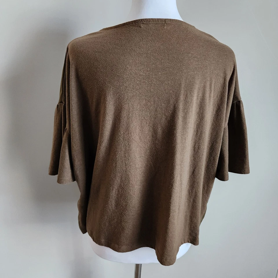 Earth Music & Ecology Blouse Womens One-Size Khaki Japan Designer Shirt Jersey - Image 4 of 4