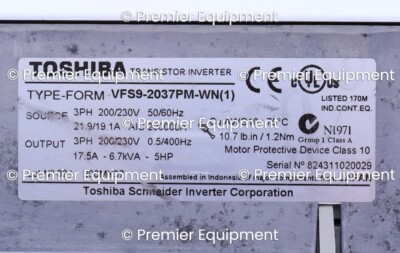 NEW TOSHIBA VF-S9 VFS9-2037PM-WN (1) COMPACT INVERTER DRIVE NEW TOSHIBA VF-S9 VFS9-2037PM-WN (1) COMPACT INVERTER DRIVE