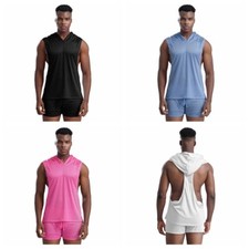 Men Outfts Racer Sportwear Pockets Casual Wear Hooded Activewear Hollow Out Set