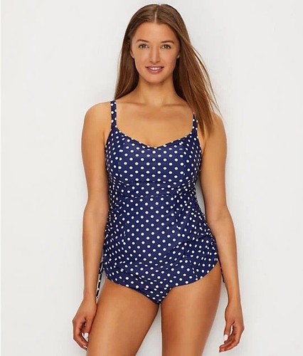 Panache NAVY/WHITE DOT Anya Spot Underwire Tankini Swim Top, US 38E, UK 38DD - Picture 3 of 5