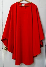 USED PLAIN RED 48" "CHARIS" PRIEST VESTMENT CHASUBLE - NO STOLE - (H)