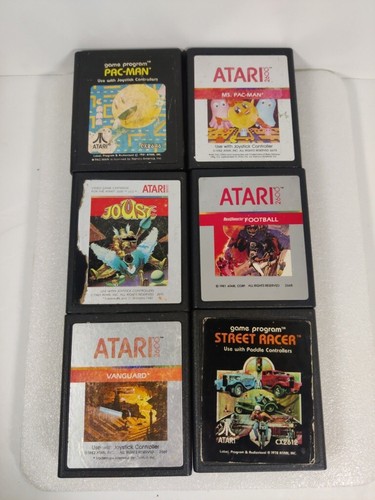 6-Game Atari 2600 Video Game Cartridges Lot w/Pac-Man Ms. Pac-Man Jouse & More