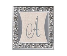Lillian Rose 1-inch Square MONOGRAM CLIP with Rhinestone Frame - LETTER 'A'