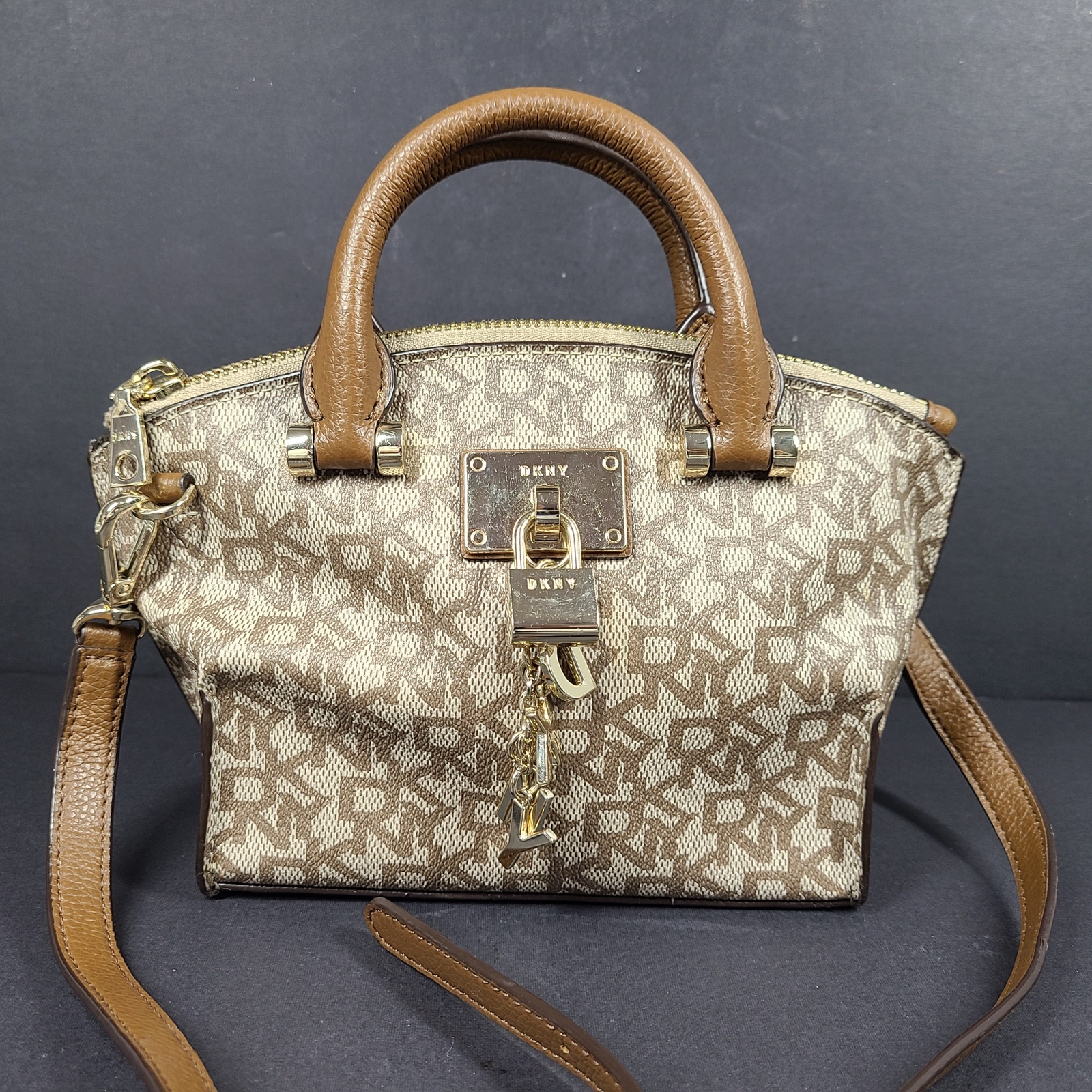 DKNY Elissa Small Leather/PVC Crossbody Satchel Handb… Gem