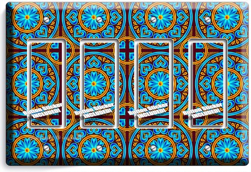 SOUTHWESTERN TALAVERA TILE STYLE LIGHT SWITCH OUTLET WALL PLATE HD ROOM FOLK ART - Picture 16 of 34