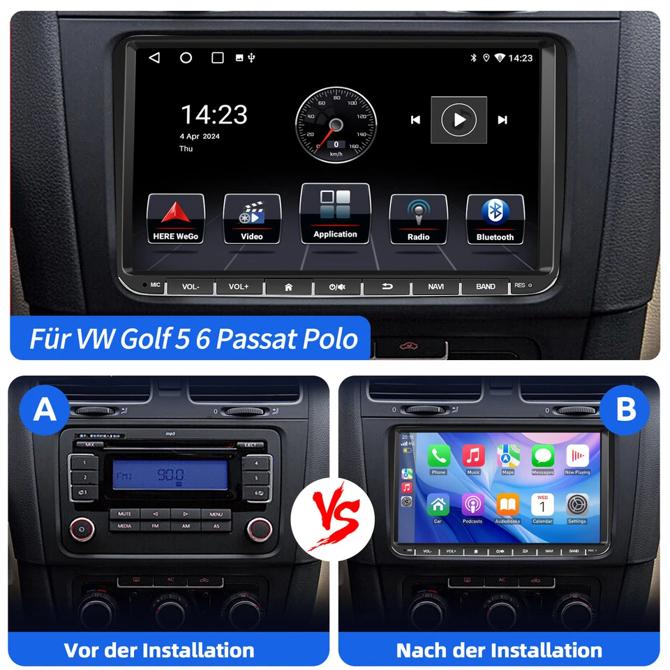 Für VW GOLF 5 6 Touran Passat Polo 9" Autoradio Android 14 GPS NAVI RDS Carplay - Bild 4 von 4