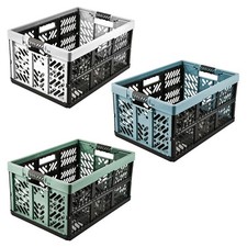 45L Folding Crate Basket Collapsible Storage Handles max. 50kg Shopping Car HQ