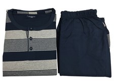 Guasch Men's Pajamas Gray/Blue Stripes With Border 100 Cotton GP181 D.465