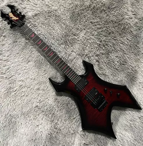 Red Burst Warlock Extreme Beast Electric Guitar Flamed Top 6 String HH Active