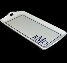 MCLAUGHLIN GLAZEWARE Hand Painted Pickard Handled Tray Monogram 10” X 5” NEW