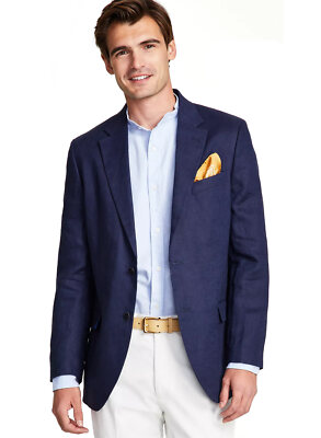 Nautica Mens Modern Fit Linen & Cotton Sport Coat 40 Short Navy - NWT $295