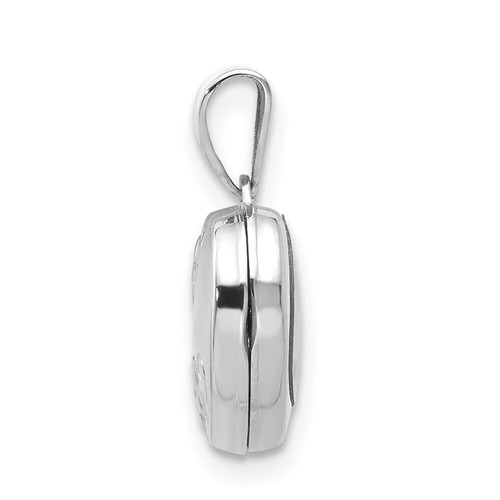 Real 14K White Gold Polished Heart-Shaped Floral Locket; Women & Men - Picture 2 of 7