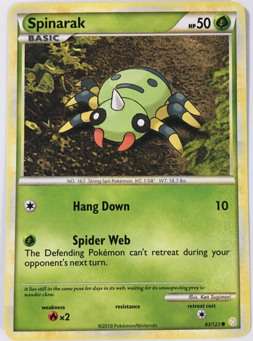 POKEMON SPINARAK 83/123 HEARTGOLD & SOULSILVER COMMON NEAR MINT