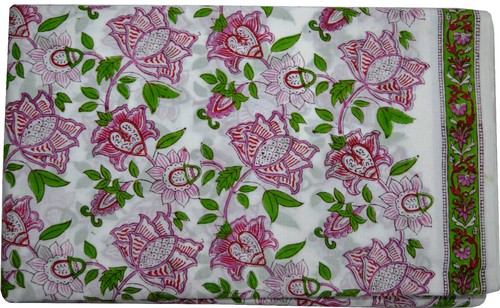 3 Yard Handmade Hand Block Print Cotton Fabric Sanganeri Vintage Natural Printed