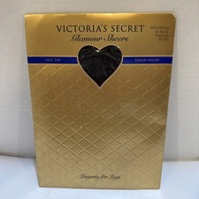 VICTORIA'S SECRET Lace Thigh Highs Classic Jet Black Vtg Lingerie for Legs Sz M