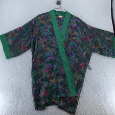Vtg Victoria's Secret Gold Label Satin Floral Kimono Robe Womens OS Sheer 90s