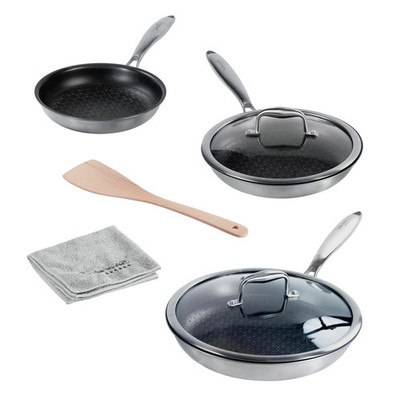 Silverstar Edelstahl Pfannen Set 20/24/28 cm mit Deckel 24/28 cm Pfannenwender