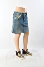 Little Girls Stretch Denim Skirt 13" short length vintage wash SIZE 12/14 JW0570