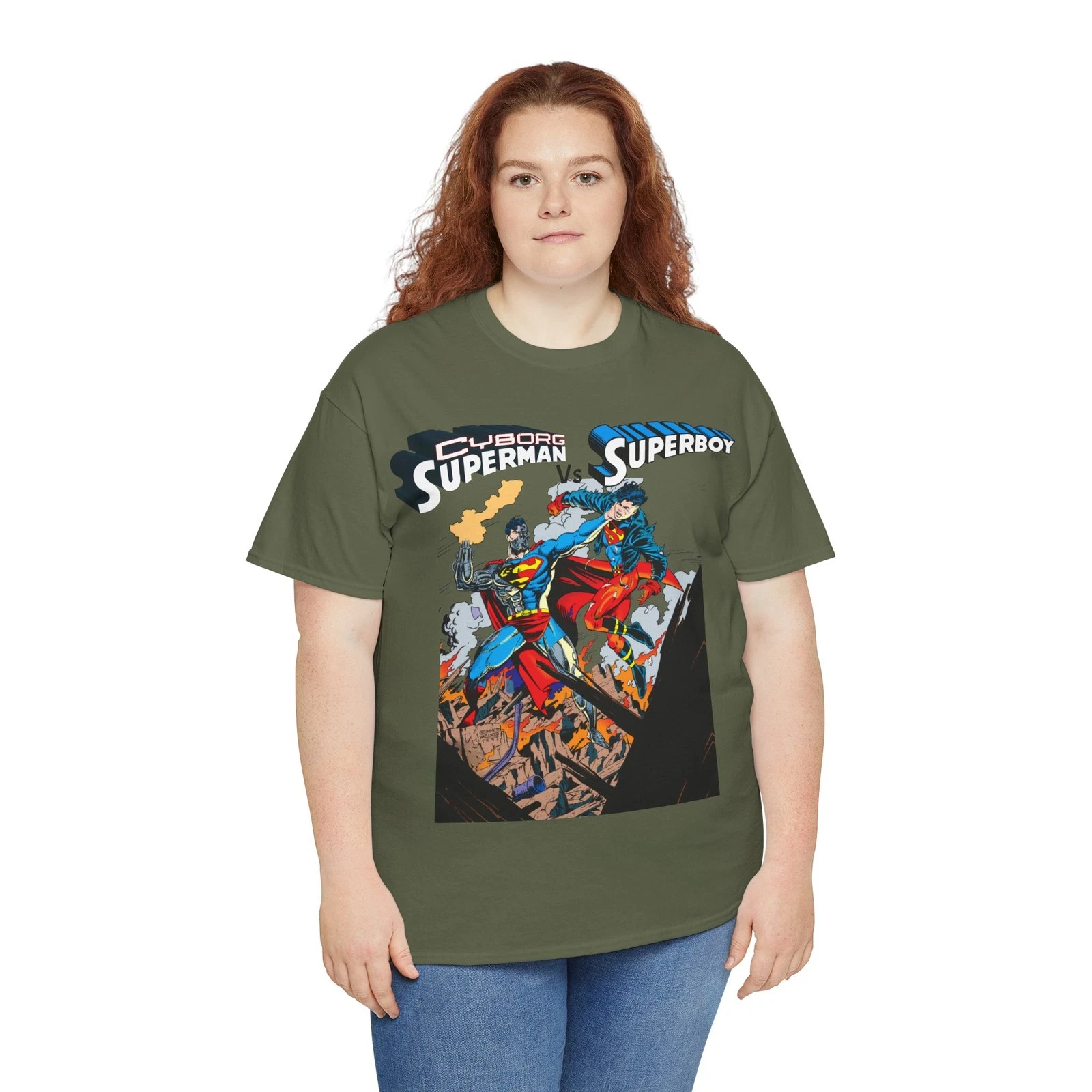 Cyborg Superman Vs Superboy T-Shirt - Tom Grummett Art - DC Comics