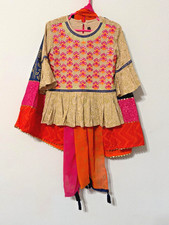 Girls Traditional Wear Top, Lehenga Skirt  Dupatta Beige Pink Orange Blue 4-5yr