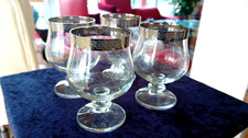 Vier Cognac / Aperatif Gläser -MURANO MEDICI- Platinrand -dekorativ- Höhe 10 cm
