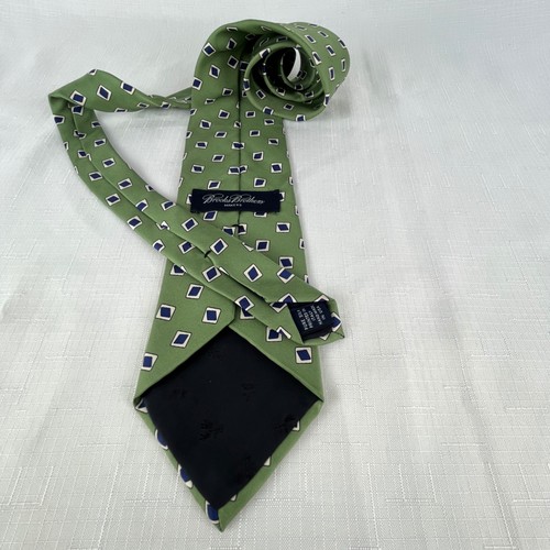 Brooks Brothers Tie Mens One Size Green Navy Blue Square Geometric Silk Makers - Bild 5 von 8