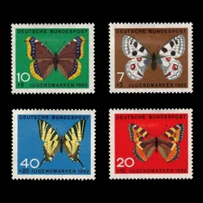 Germany, Scott B380-B383, Butterflies, 1962, MH, 110872