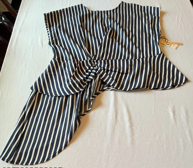 NWT Women's Plus Gordon Latimer Navy and White Stripe High Low Blouse in Size 3X