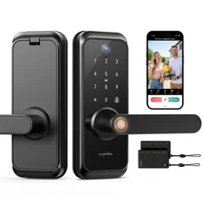 WiFi Video Smart Lock with Camera & Handle - 6-in-1 Keyless Entry (Fingerprin...
