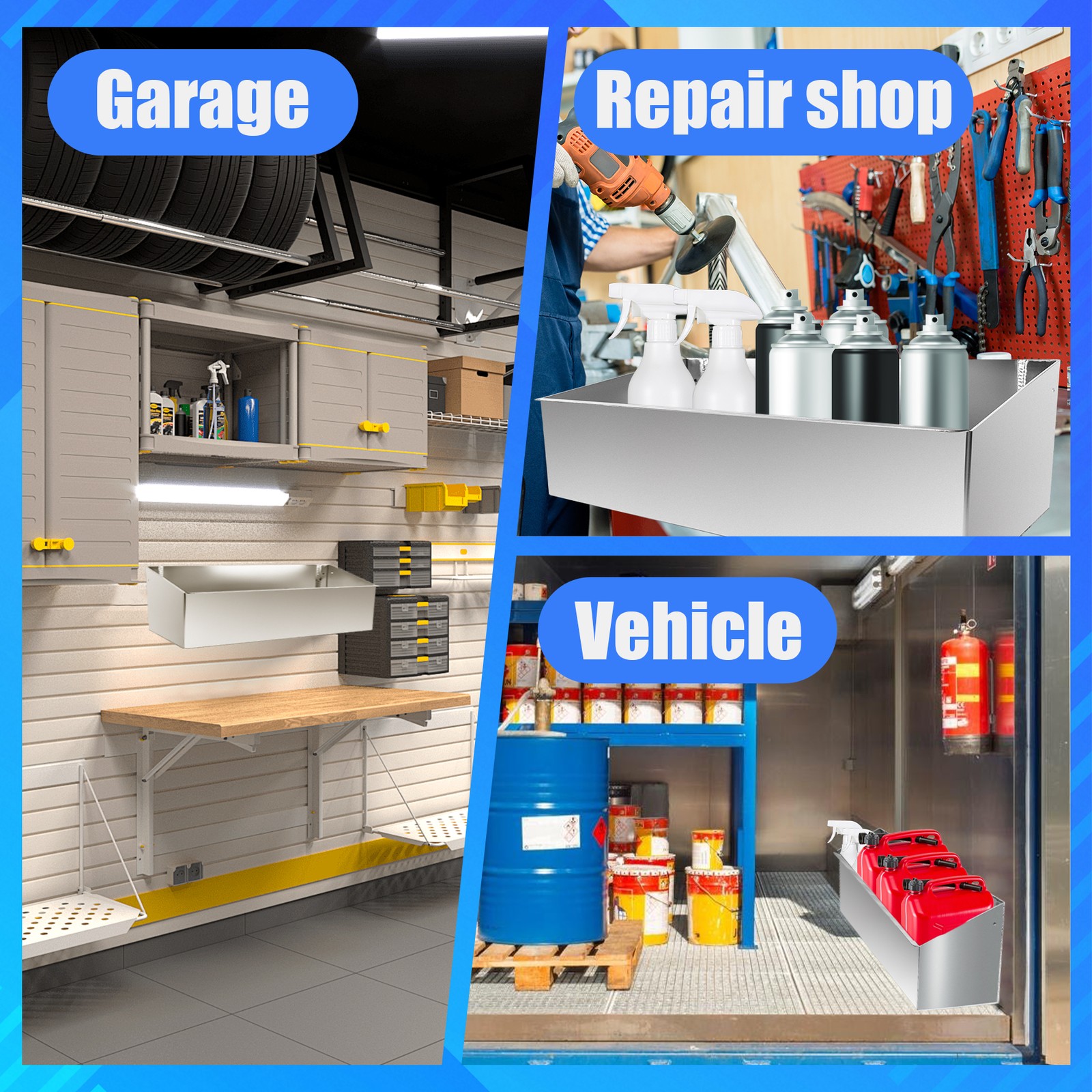 Utility Fuel Jug Rack Holder Shelf 46" Fit 4 Five Gallon Jugs For Trailer Shop