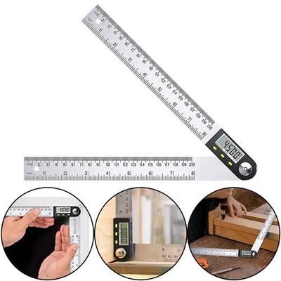 Industrial 20cm Stainless Steel Digital Angle Measuring Tool with LCD Display