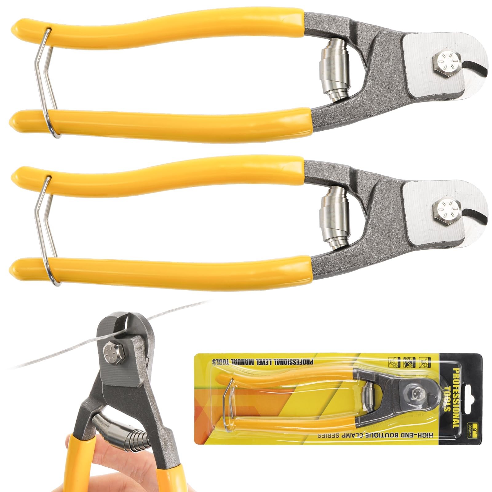8-Inch Wire Rope Cutters - 2-Piece Set Cuts Up to 1/4 Inch Cables