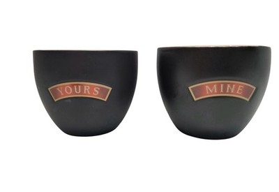 Bailey's Irish Cream Logo Yours and Mine Cups Set of 2 Ceramic Black