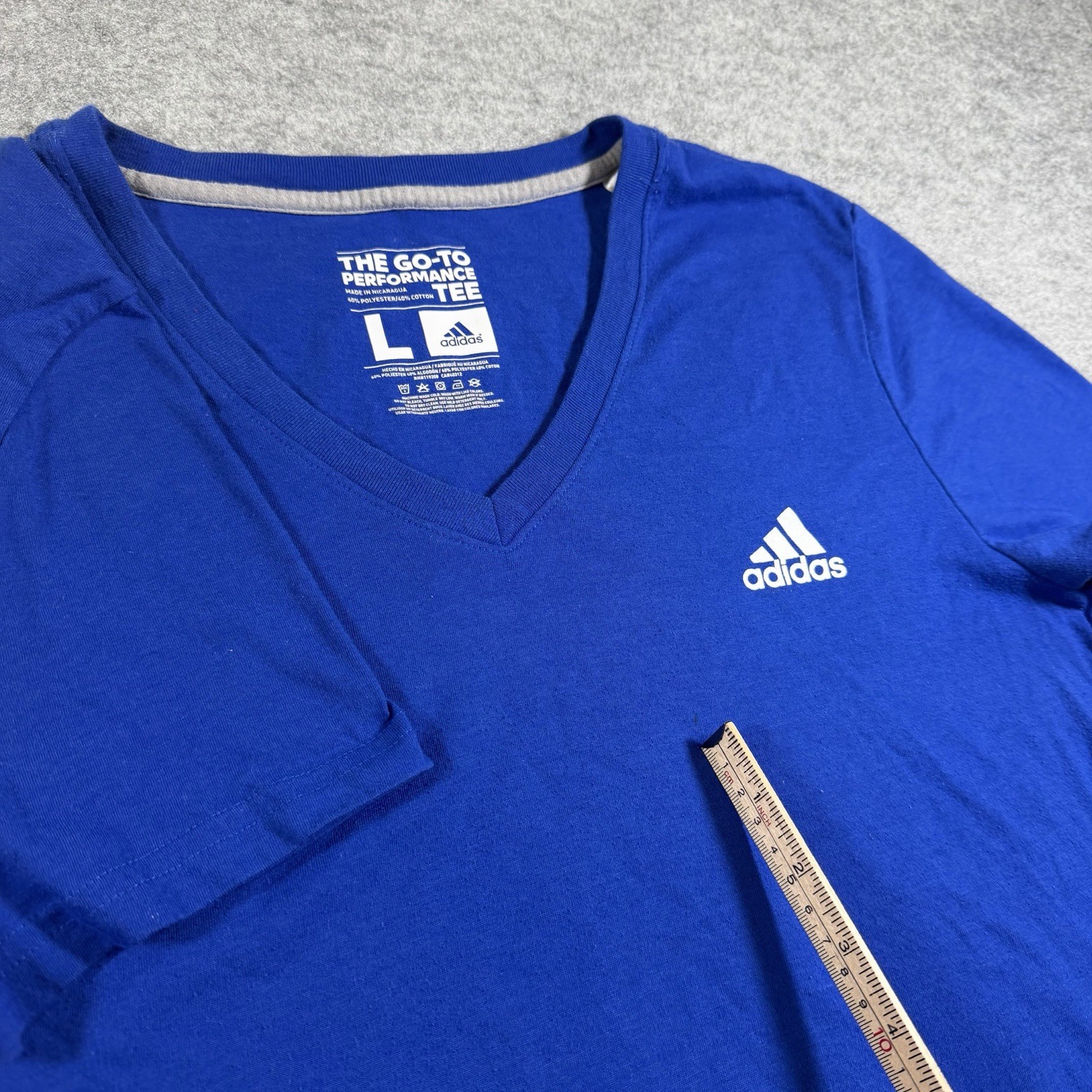 Adidas Climalite Tee Womens L Royal Blue V Neck Stretch Running Yoga Athletic thumbnail 5