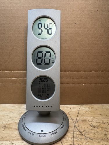 Rare SQUARE ENIX Sharper Image MI600 Swivel World Clock - Limited Edition WORKS!