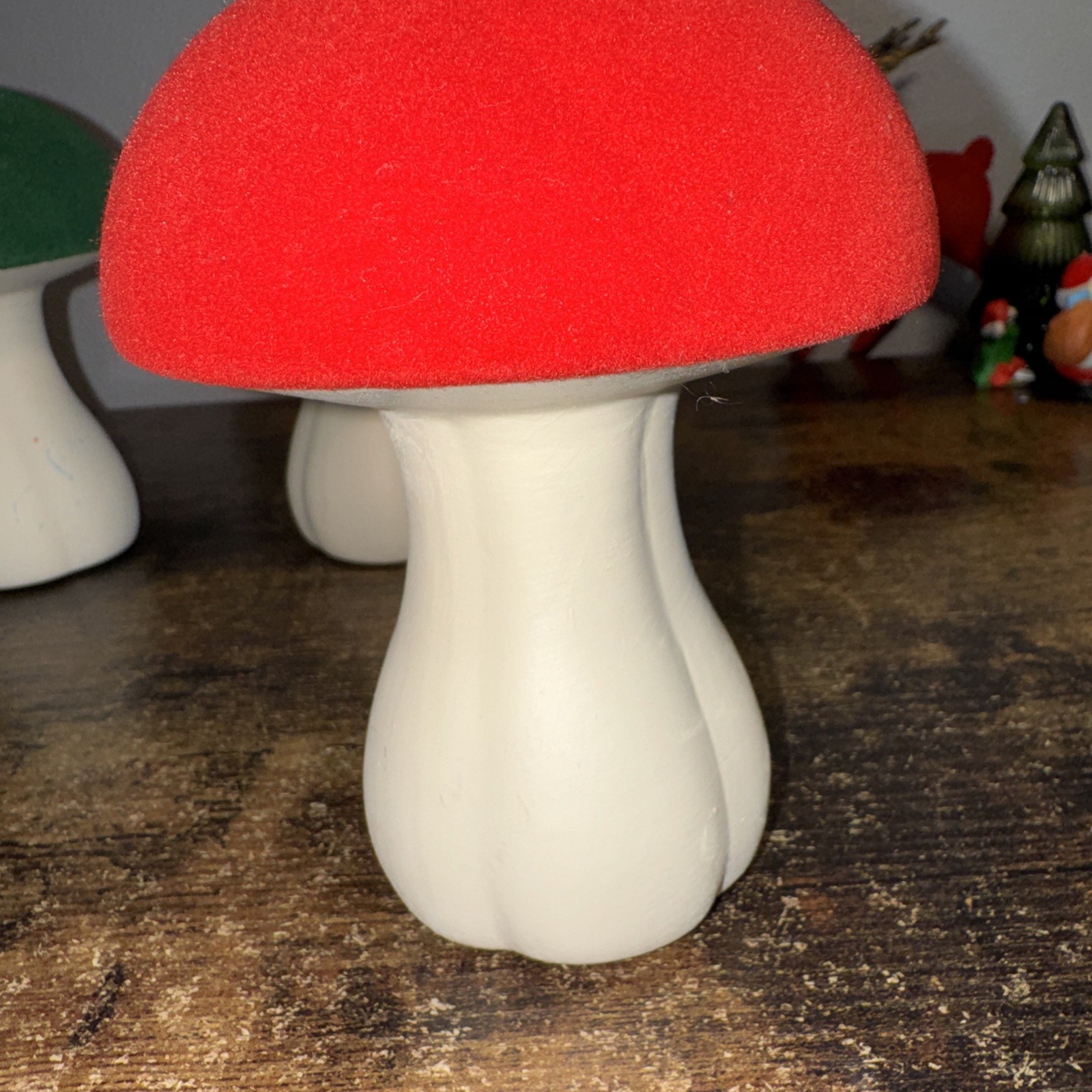 Ceramic Mushroom/Velvet Top/Set Of 3
