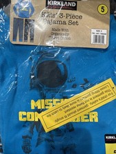 Kirkland Kids 3 PC Pajama Set 5 Size, Made with Organically Grown Cotton